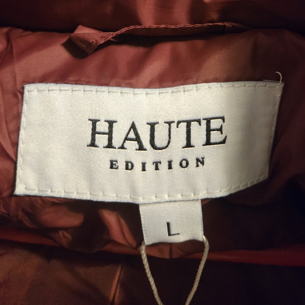 NWT Haute Edition Women's Long Padded Puffer Jacket with Faux Fur Lined Hood - Picture 11 of 16